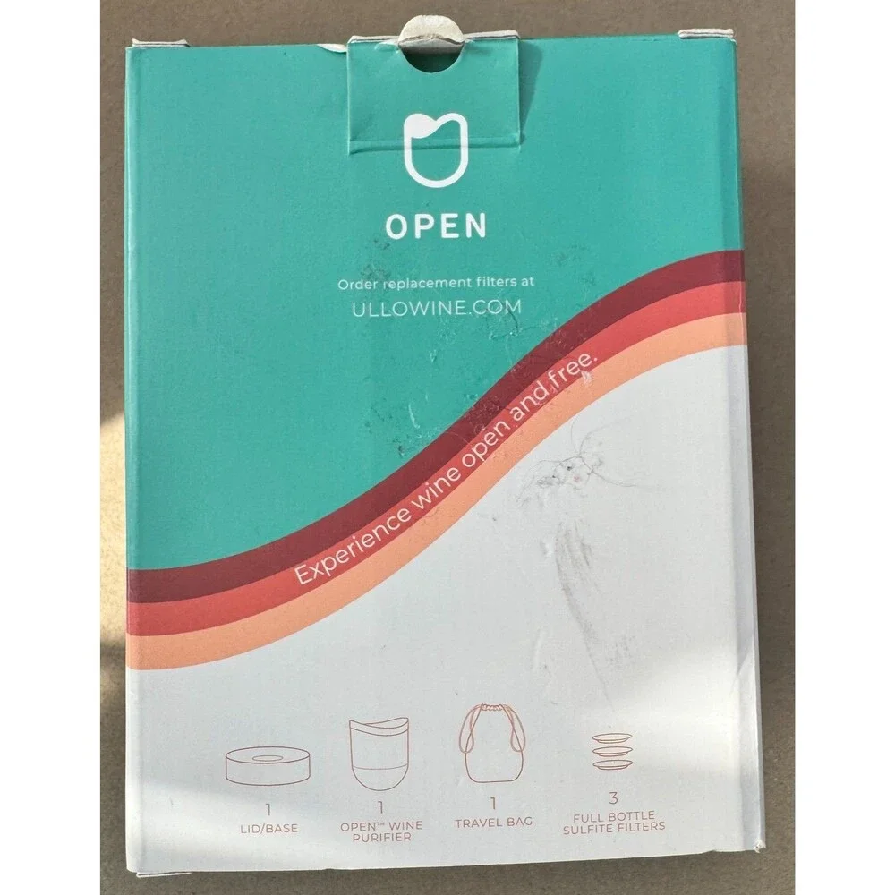 Ullo Open Wine Purifier with 3 Sulfite Filters Smoke Grey Open Box